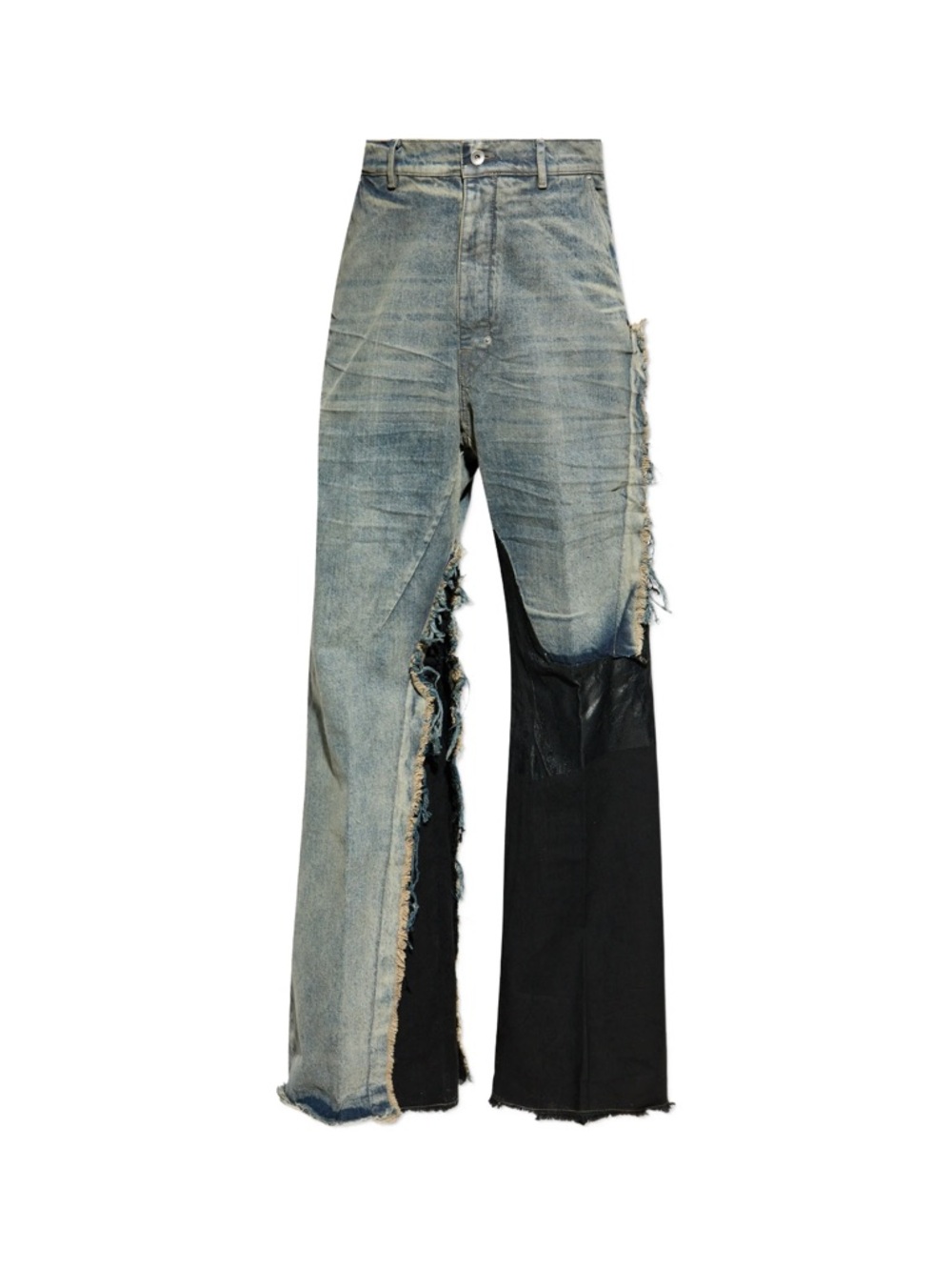 Rick Owens Two‑Tone Distressed Wide‑Leg Jeans in Blue and Black -unisex Size 32